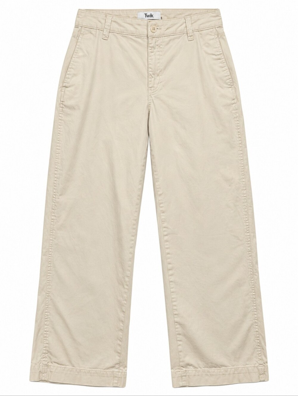 Twik Wide-Leg Denim Pants in Beige
